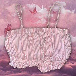 Urban Outfitters Pink and White Striped Crop Top